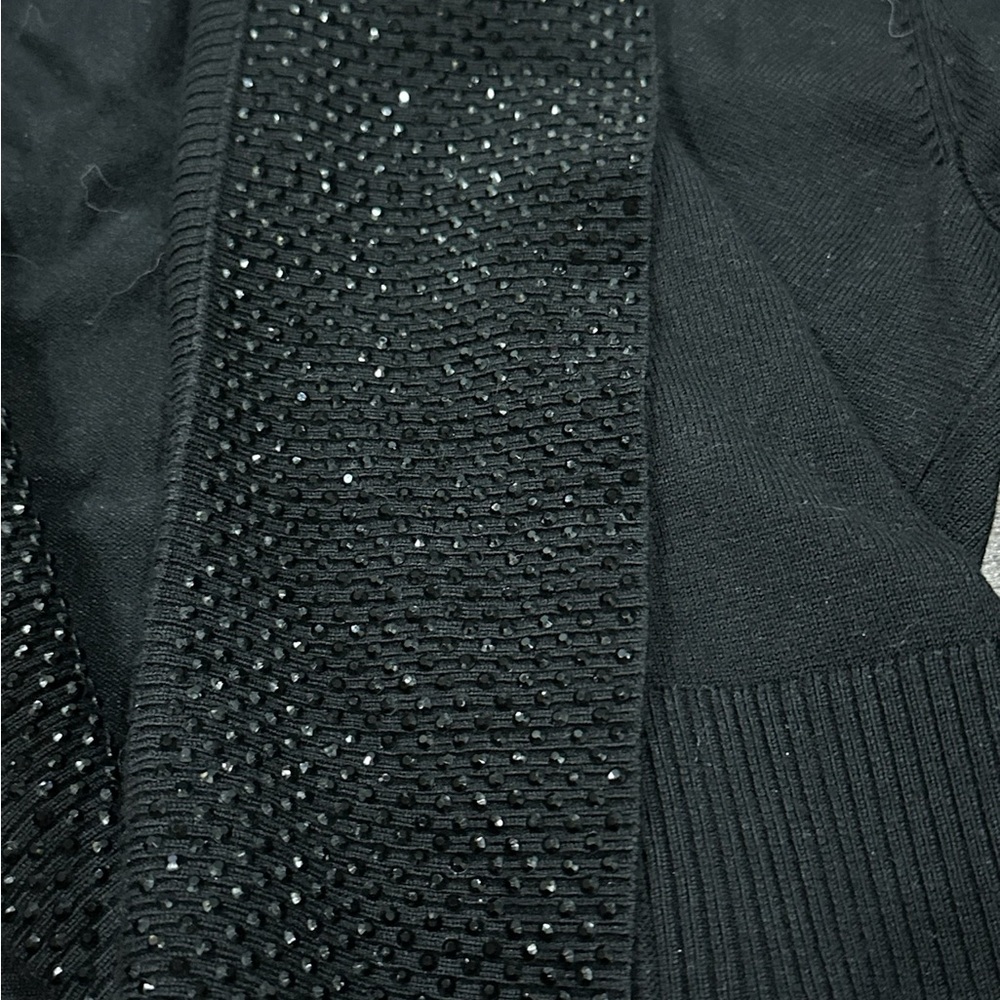 Calvin Klein Women's Black & Rhinestone Cropped Cardigan Size M - Picture 2 of 8